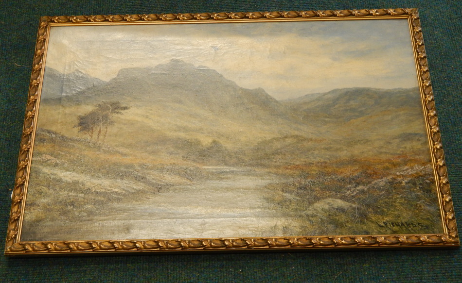 Appraisal: L Richards Highland scene with stream signed lower left oil