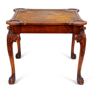 Appraisal: A George II Style Carved Walnut Game Table with Inset