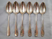 Appraisal: A set of six Russian silver tablespoons by Grachev Marks