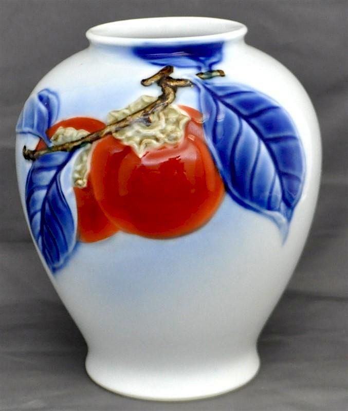 Appraisal: ARITA FUKAGAWA SEI PERSIMMON AKAE VASE Japanese enameled and under