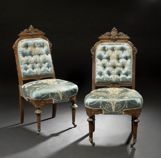 Appraisal: American Neo-Grec Painted and Gilt-incised Rosewood Parlor Suite attributed to