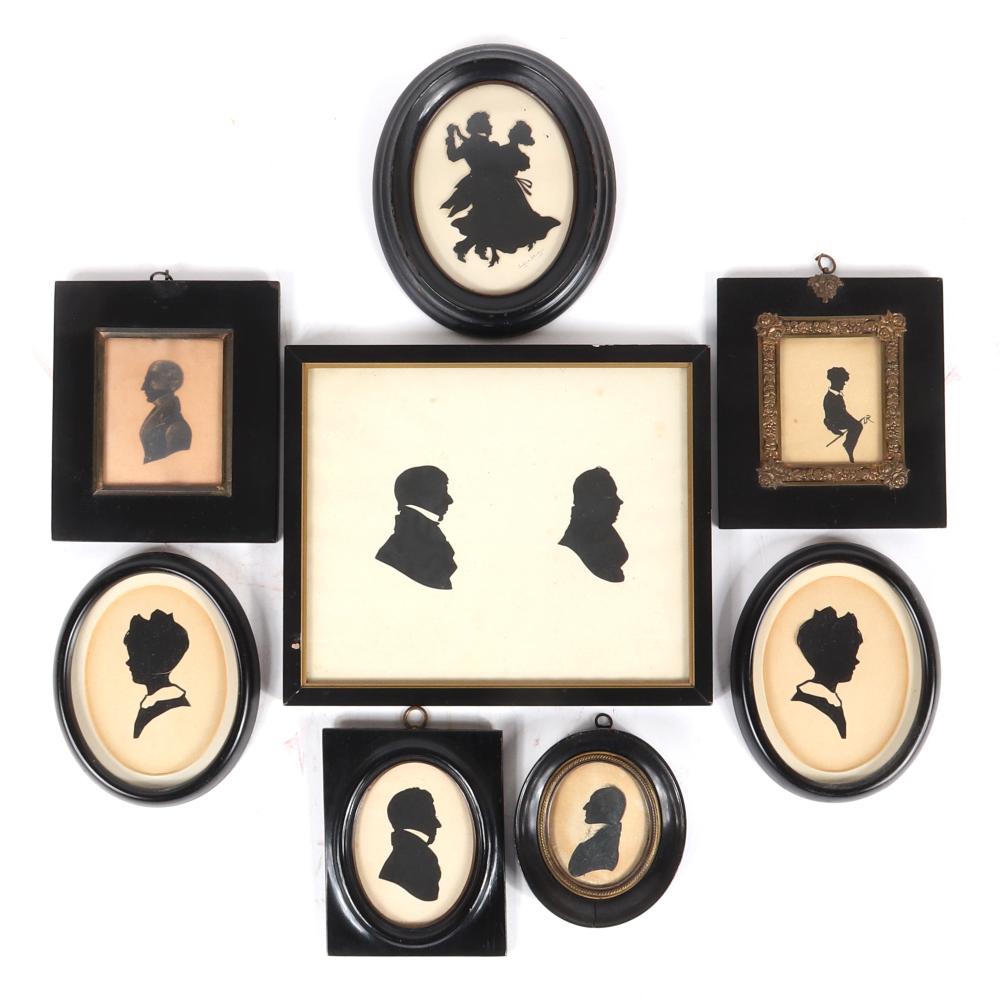 Appraisal: ANTIQUE AND VINTAGE SILHOUETTE MINIATURES COLLECTION FRAMED PROFILE PORTRAIT CAMEOS