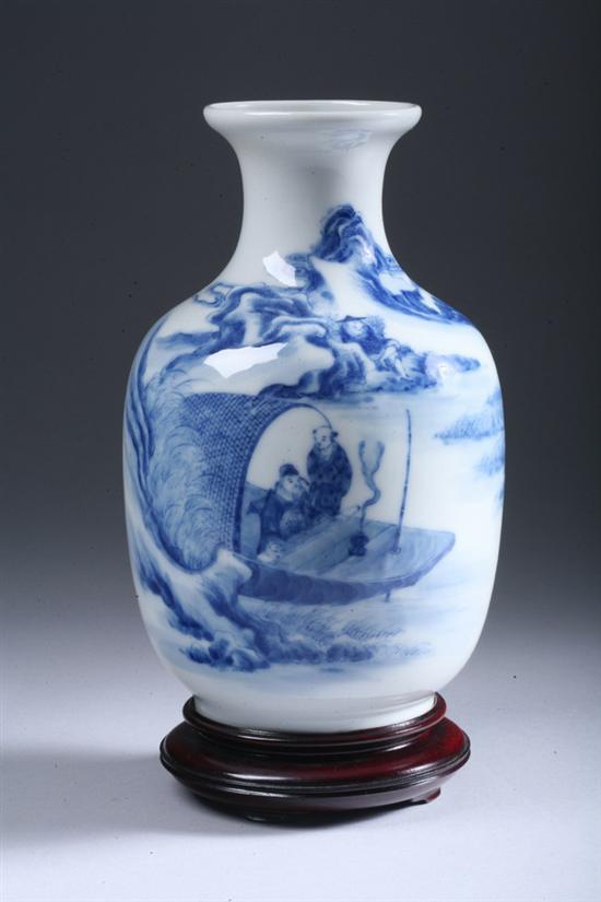 Appraisal: CHINESE BLUE AND WHITE PORCELAIN VASE Qianlong underglazed blue seal