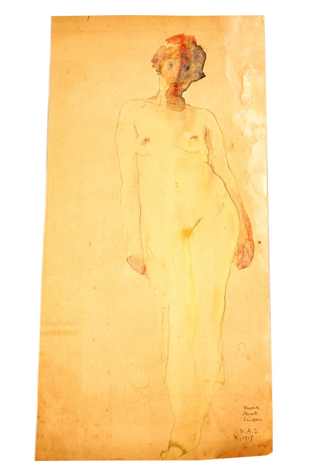 Appraisal: MAXWELL STEWART SIMPSON - FEMALE NUDE watercolor and pencil on