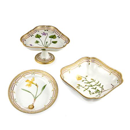 Appraisal: Three Royal Copenhagen Flora Danica Porcelain Articles Estimate -