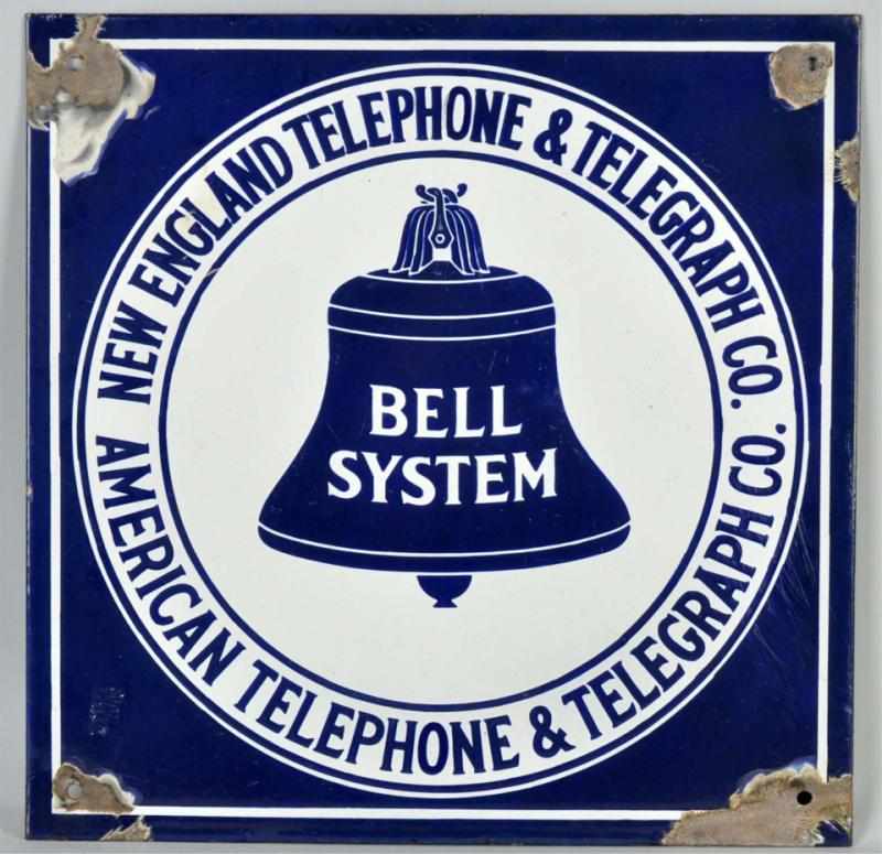 Appraisal: Porcelain New England Bell System Sign Significant wear to area