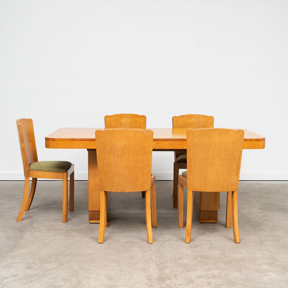 Appraisal: Jean Michel Frank Style Maple Dining Set Comprising A table