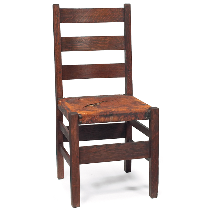 Appraisal: Gustav Stickley side chair three horizontal slats at back above