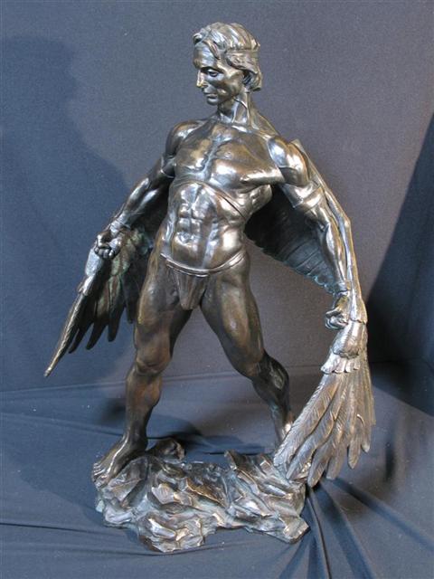 Appraisal: J HALL CARPENTER LARGE BRONZE ICARUS Signed 'J HALL CARPENTER