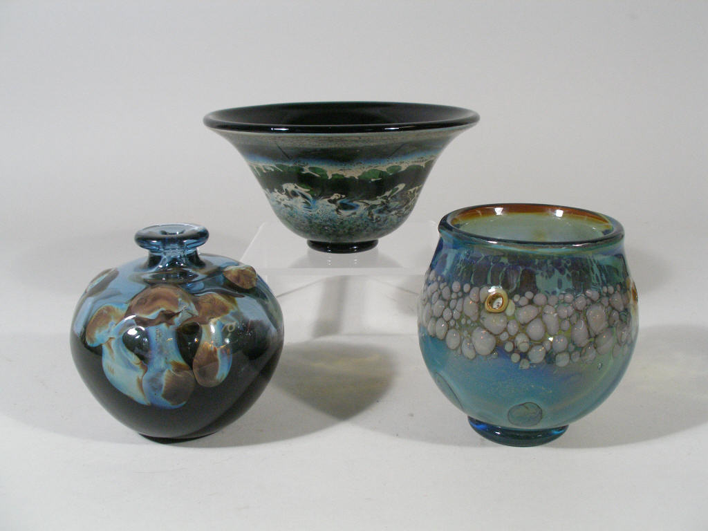 Appraisal: Contemporary NC Art Glass John Nygren three pieces by John