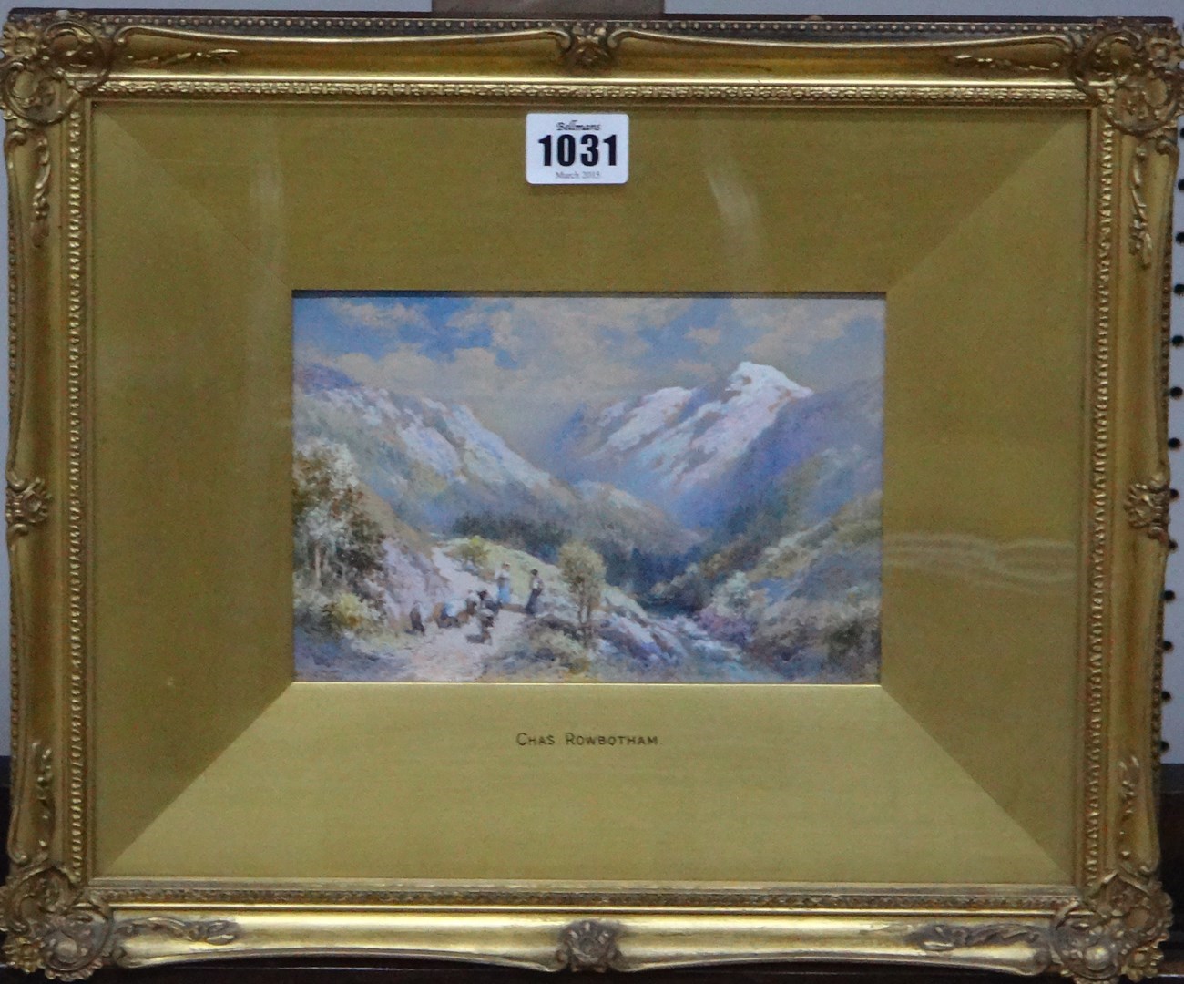 Appraisal: Charles Rowbotham - Figures on a mountain pass watercolour and