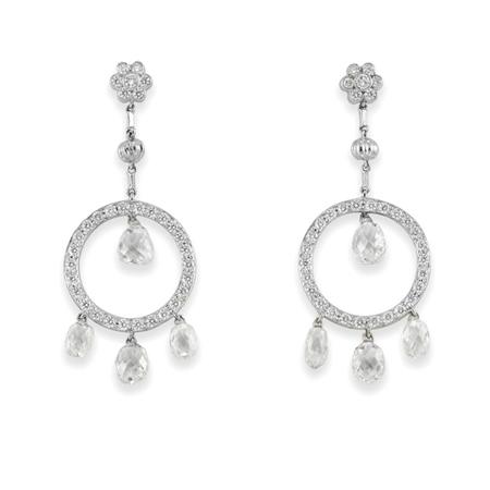 Appraisal: Pair of Diamond Pendant-Earrings Estimate -