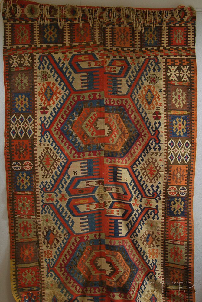 Appraisal: Konya Kilim Central Anatolia late th century wear and crude