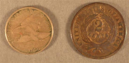 Appraisal: Lot of Flying eagle cent and -cent piece