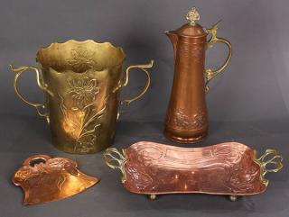 Appraisal: lot of Art Nouveau copper group lot of Art Nouveau