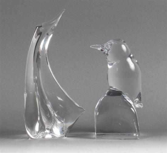 Appraisal: Daum France crystal penguin and similar kingfisher th century stylized