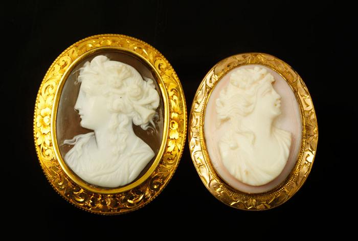 Appraisal: - Lot of K Gold Cameos Lot of two k