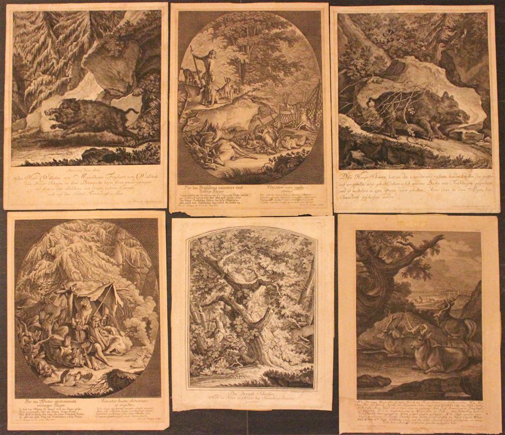 Appraisal: JOHANN ELIAS RIDINGER - A GROUP OF PRINTS Etching x