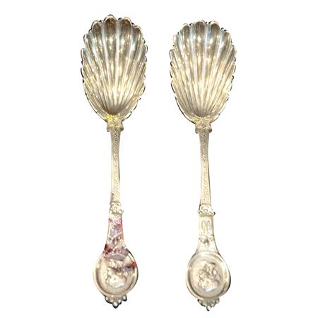 Appraisal: Pair of Parcel Gilt Coin Silver Salad Servers Estimate -