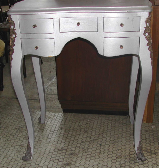 Appraisal: Louis V-Style Polychromed Dressing Table the shaped rectangular top above