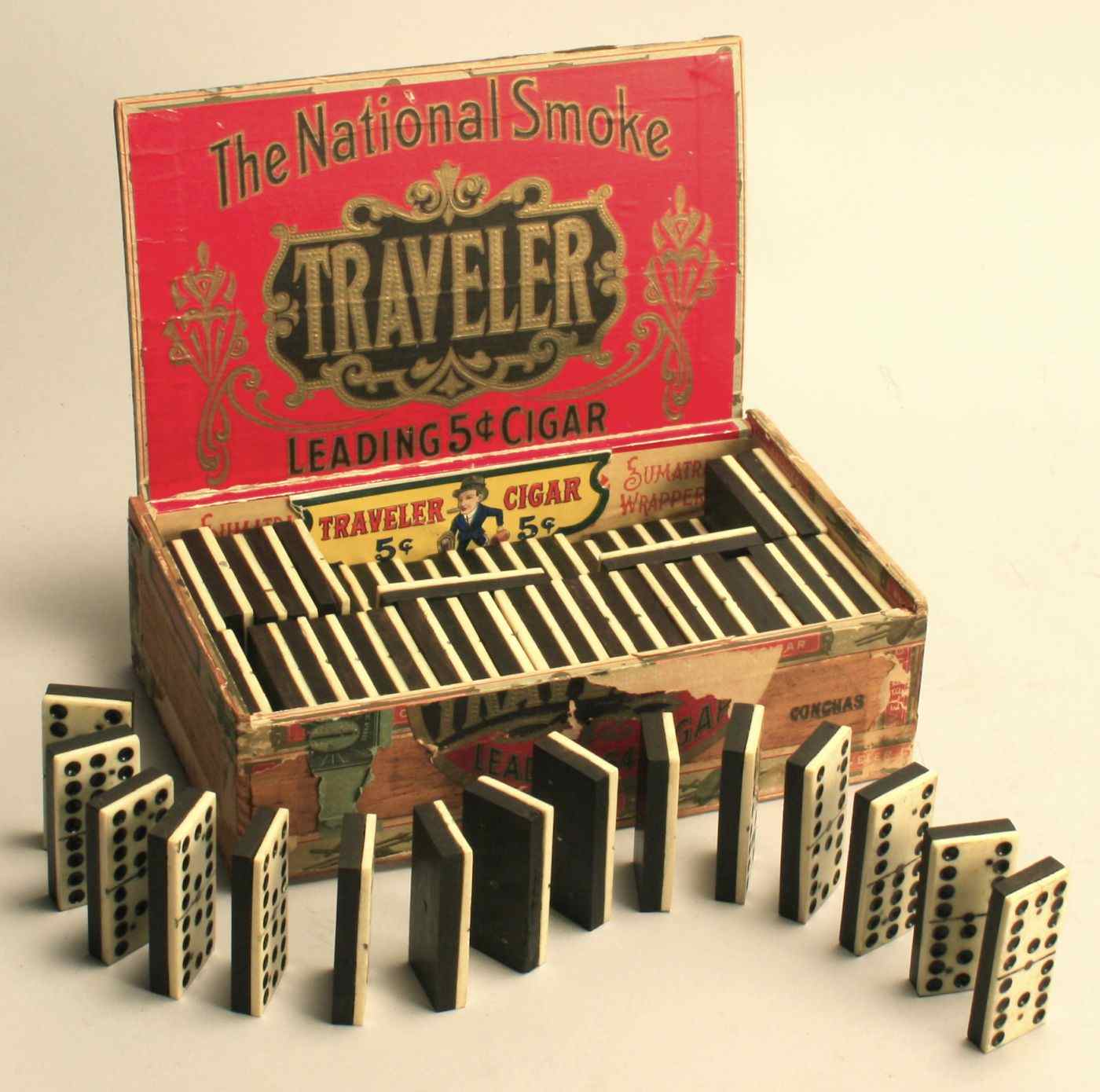 Appraisal: SET OF NINETY-ONE BONE AND EBONY DOUBLE-TWELVE DOMINOES th CenturyContained