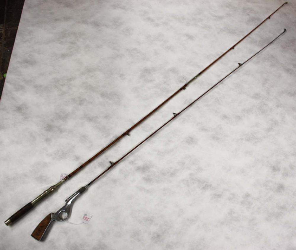 Appraisal: COLLECTION OF FOUR FISHING RODS The Devine two-piece bamboo with