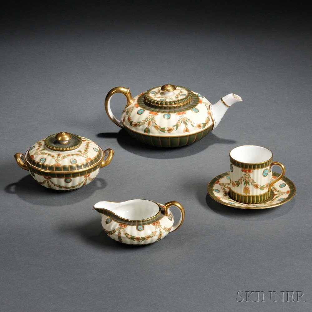 Appraisal: Wedgwood Bone China Tea Set England late th century gilded