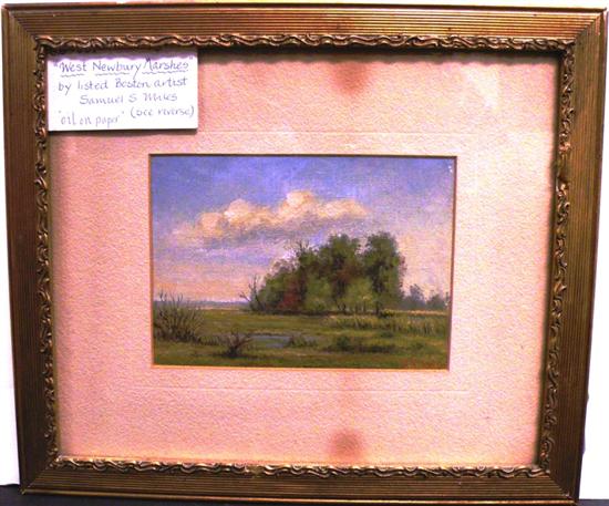 Appraisal: Samuel S Miles Massachusetts - oil on paper marsh with