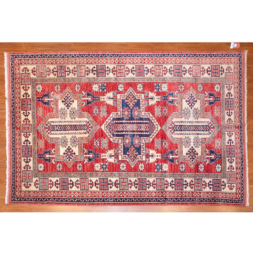 Appraisal: Pak Kazak Rug Pakistan x Modern hand-knotted wool pile on