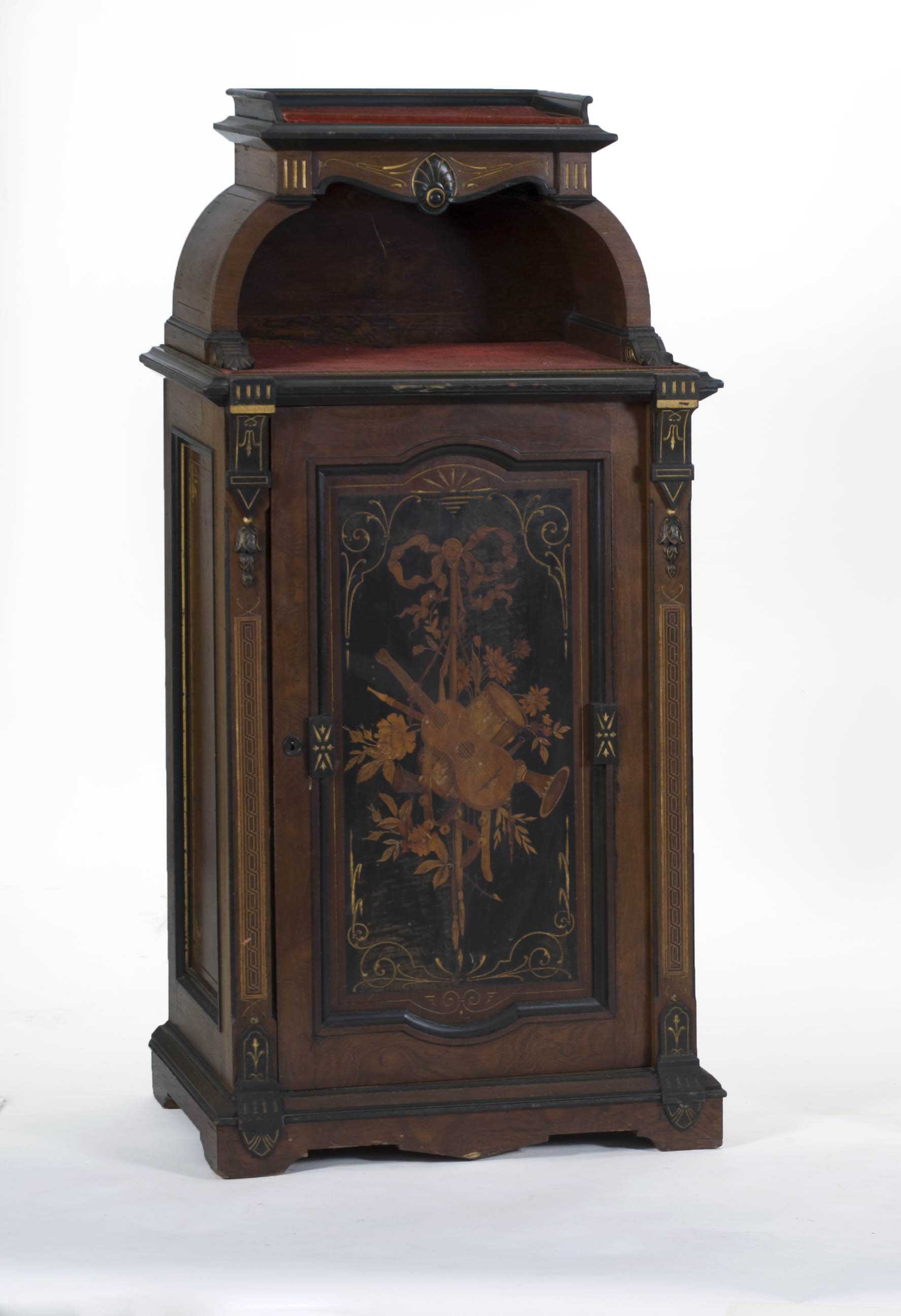 Appraisal: AESTHETIC-STYLE VICTORIAN MUSIC CASE Upper section with felt-insert top and