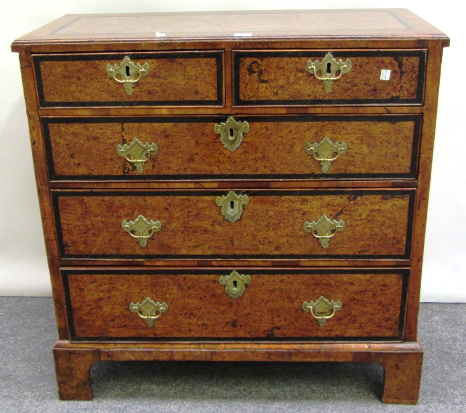 Appraisal: An th century and later burr walnut chest of two