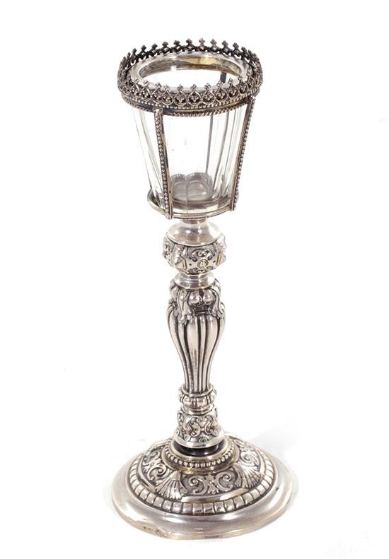 Appraisal: Judaica Continental silver and crystal Kiddush cup probably Eastern European