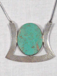 Appraisal: A silver and turquoise necklace pendant circa