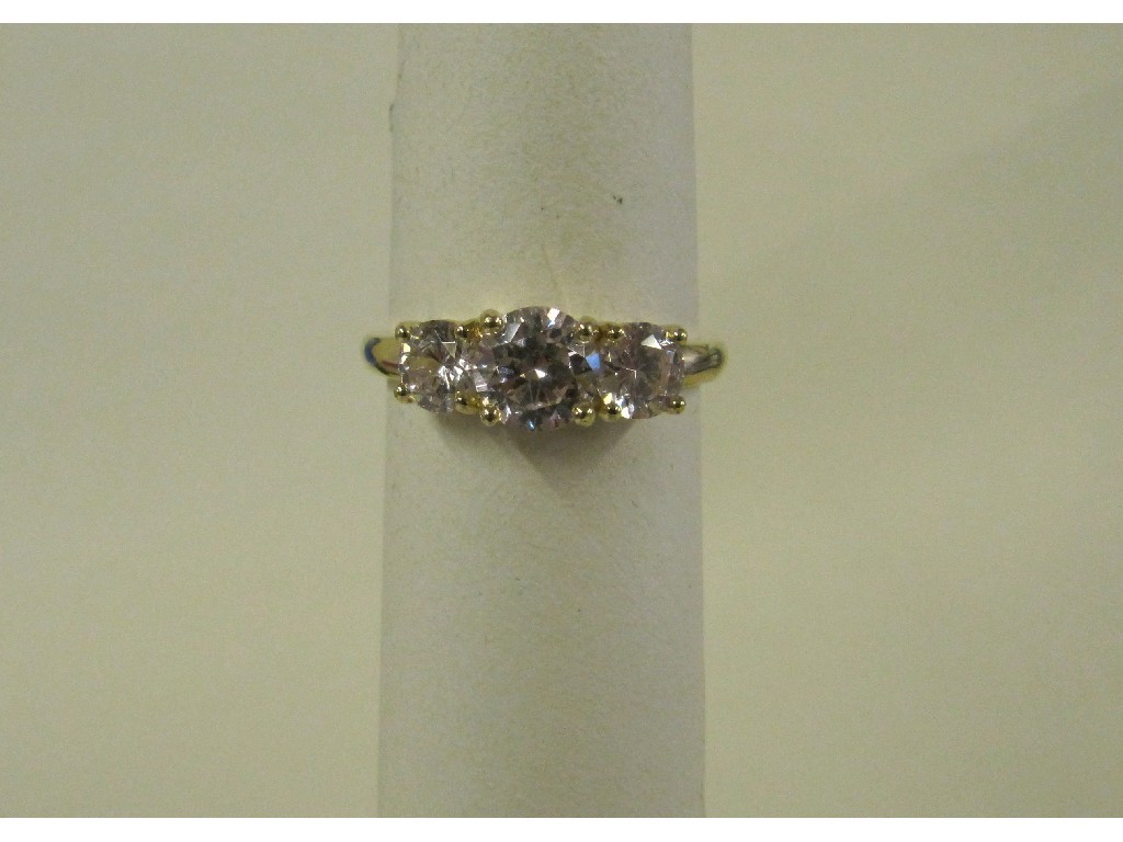 Appraisal: Fourteen carat gold pink zircon three stone ring