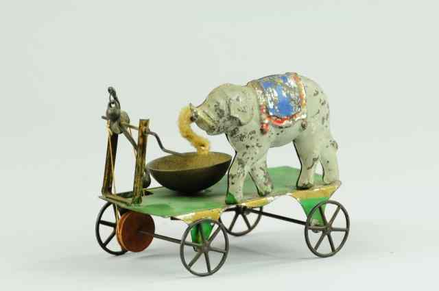 Appraisal: ELEPHANT ON PLATFORM BELL TOY Fallows Philadelphia c late 's