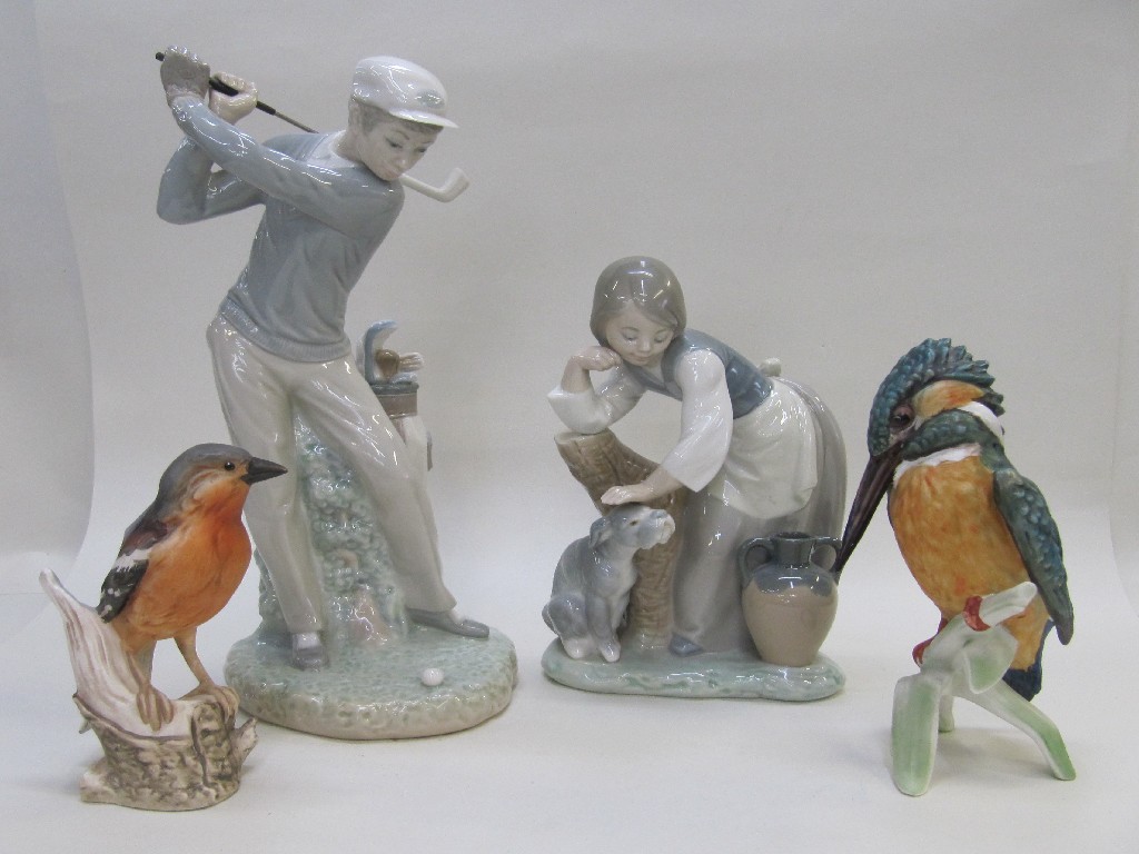 Appraisal: Two Lladro figures to include a golfer and girl with