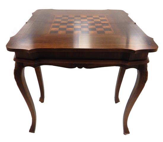 Appraisal: th C flip top game table mahogany with inlaid banding