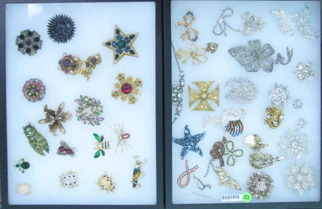 Appraisal: Group of costume jewelry including insect brooches colored stone and