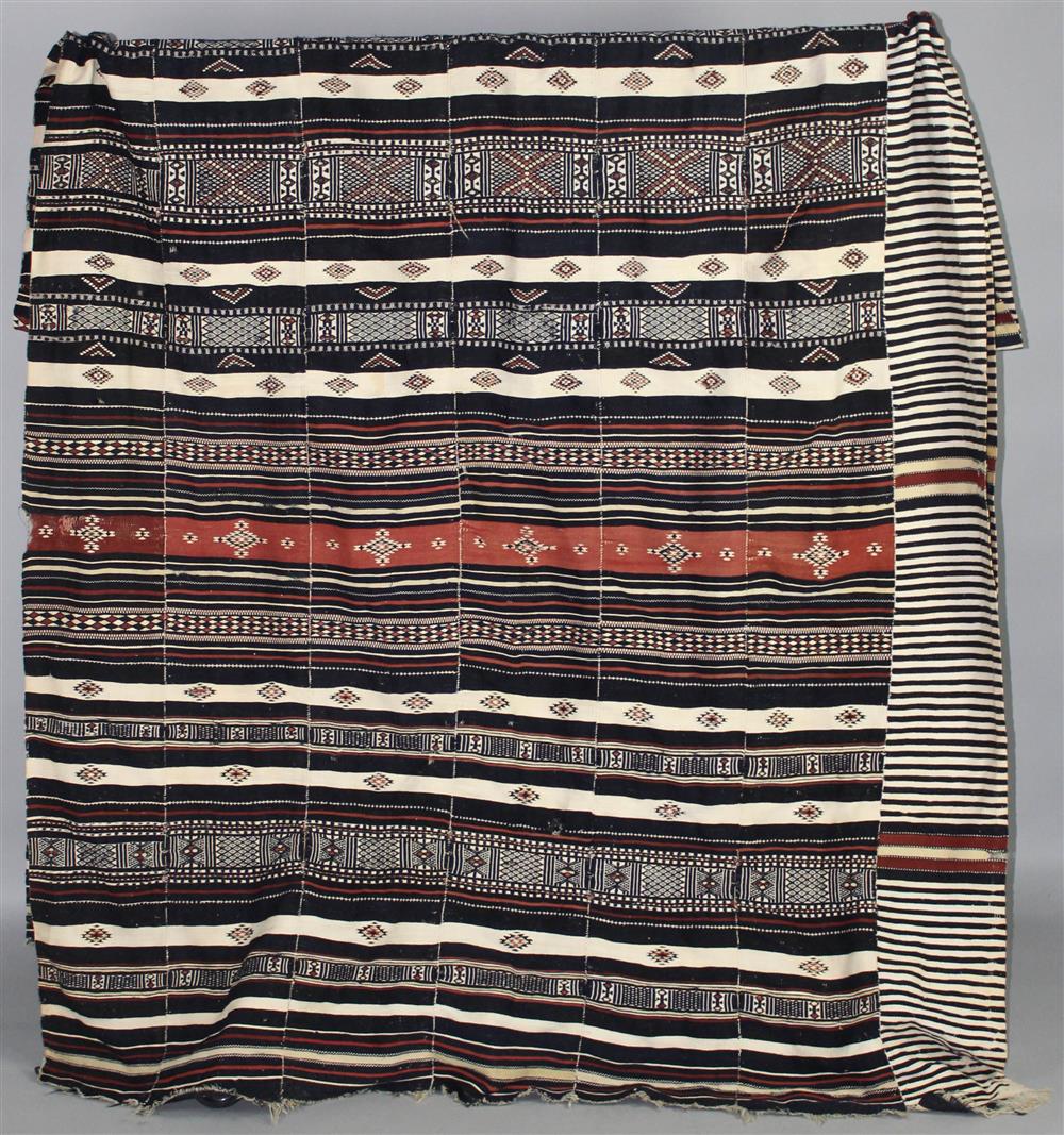 Appraisal: LARGE WEST AFRICAN WOVEN TEXTILE colors include black brownish red