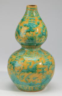 Appraisal: Chinese porcelain double gourd vase h Chinese porcelain double gourd