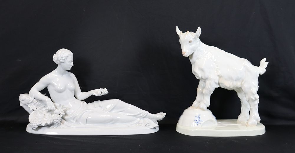 Appraisal: Meissen Rosenthal Porcelain Sculptures The Goat signed Meissen and the