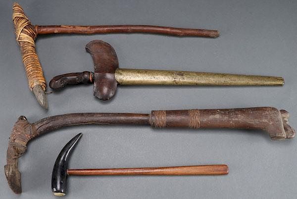 Appraisal: A GROUP OF FOUR INDONESIAN TOOLS A GROUP OF FOUR