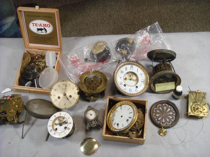 Appraisal: Lot of clock movements chimes springs and pendulums including two