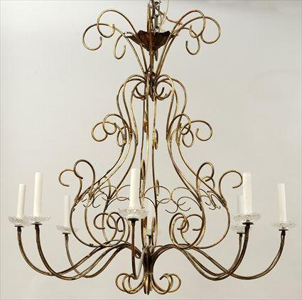 Appraisal: Contemporary Rococo-Style Gilt-Metal and Molded Glass Eight-Light Chandelier in in