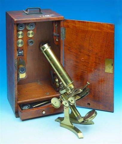 Appraisal: A FINE LATE TH CENTURY LACQUERED BRASS COMPOUND MONOCULAR MICROSCOPE