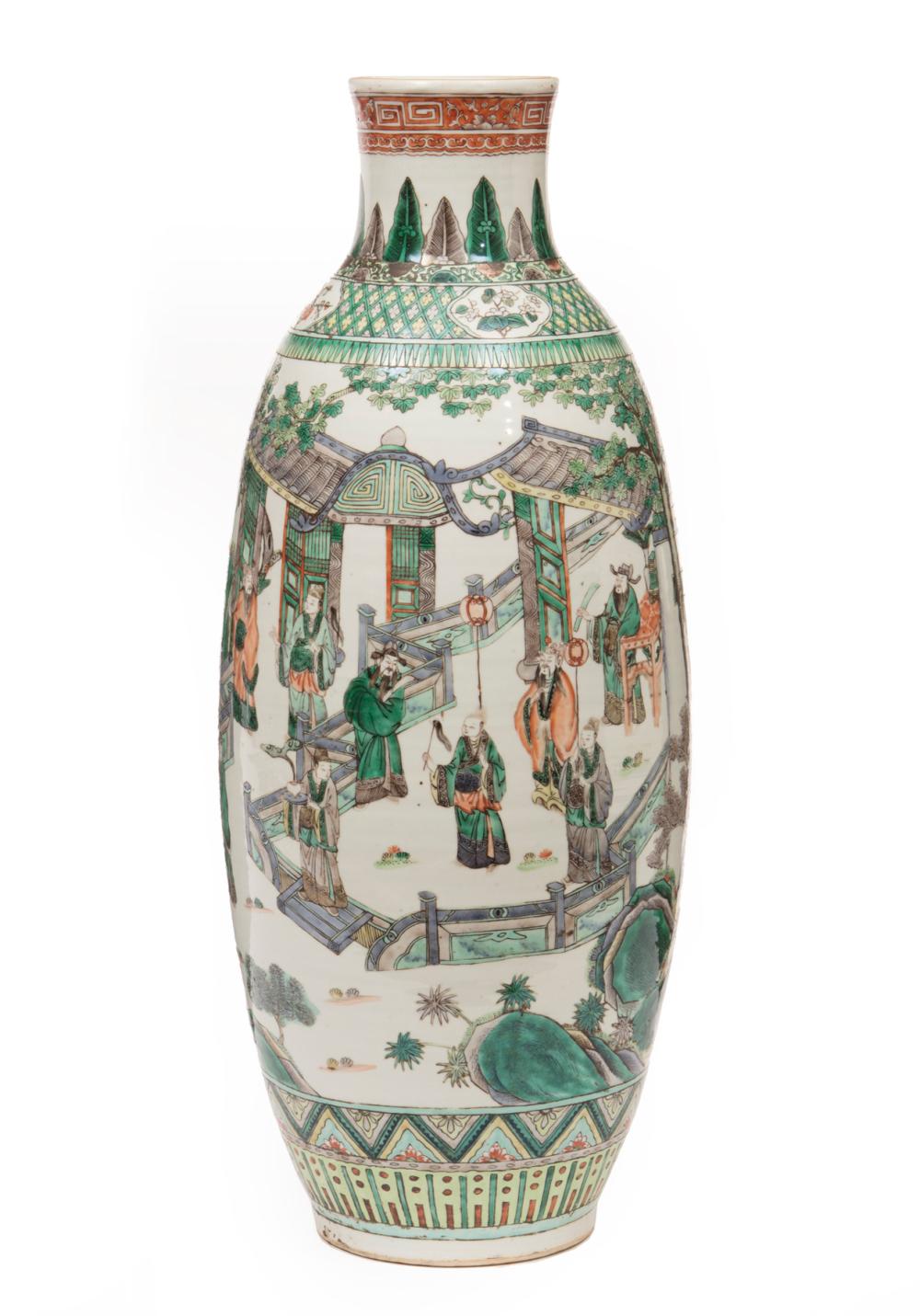 Appraisal: CHINESE FAMILLE VERTE PORCELAIN 'IMMORTALS' VASELarge Chinese Famille Verte Porcelain