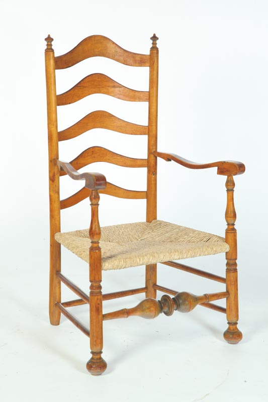 Appraisal: LADDERBACK ARMCHAIR American attributed to the Delaware Valley th century