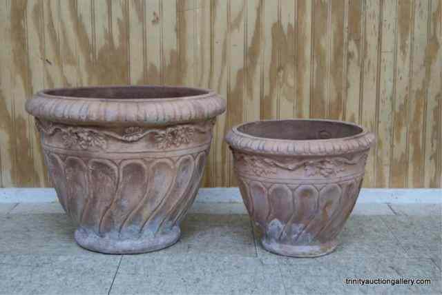 Appraisal: Matching Terracotta Flower PlantersIs a nice set of outdoor round