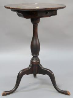 Appraisal: Cherry candlestand having round top and one drawer on turned