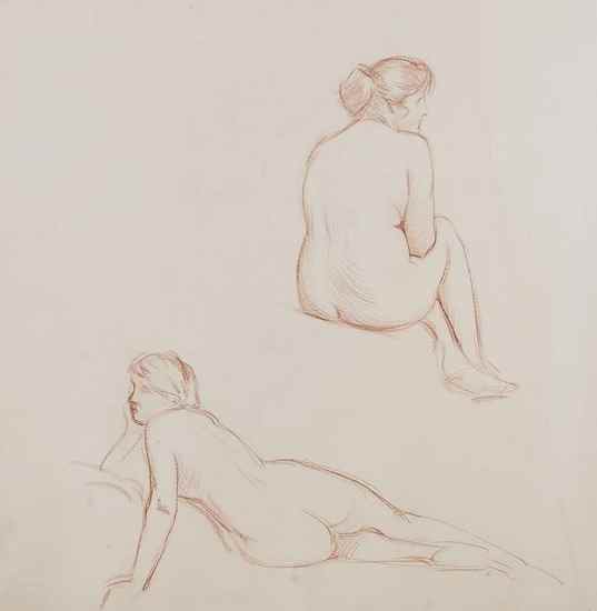 Appraisal: Harold Speed - Figure studies female nudes on sheet red